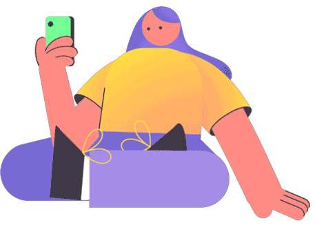 Animation d'une femme qui regarde son cellulaire